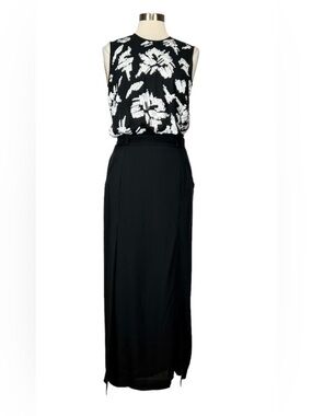 Malene Birger Black and White Sleeveless Maxi Dress - Floral Sequin Bodice